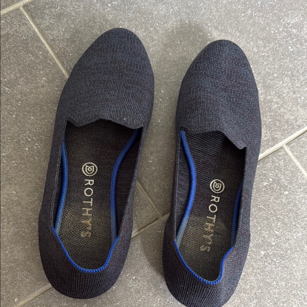 Rothy's Women's Pointed Flat in Navy Black - Slip-On Knit Comfort